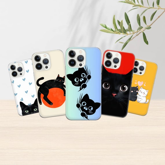 クリアキャットスマホケース：遊び心のある子猫デザイン、保護TPU