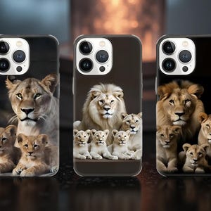 Lion Family Phone Case Cover for iPhone 16 Pro, 15, 14, 13, 12, 11, Google Pixel 9, 8, 7A, 6A, Samsung Galaxy S24 Ultra, S23fe, A05 A55 A35