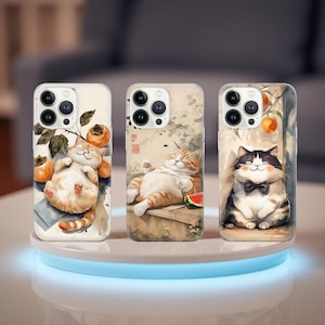 Aesthetic cat   Phone Case Japanese art Cover for iPhone 16e, 15, 14, 13, 12, 11, Google Pixel 9 Pro, 8, 7A, Samsung S25 edge, S24 FE, A71,