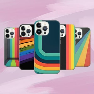 Retro Stripes Phone Case Aesthetic Vintage Cover for iPhone 16 Pro, 15, 14, 13, 12, 11, Google Pixel 9, 8, 7A, 6A, Samsung Galaxy S24 Ultra,