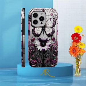 Artistic Stained Glass Floral Phone Case | iPhone 16 15 14 13 12 11 pro max | Samsung Galaxy S22 S23 S24 Ultra | Google Pixel 6 7 8 pro case