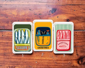 Sardine Can Art Print – Vintage Kitchen Decor, Retro Food Poster