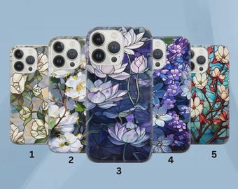 Stained Glass Floral Phone Case for iPhone, Pixel, Samsung – Soft Gel Cover
