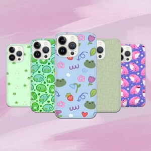 Cute Frog-telefoonhoesje - groen esthetische hoes voor iPhone 16 Pro, 15, 14, 13, 12, 11, Google Pixel 9, 8, 7A, 6A, Samsung Galaxy S24 U