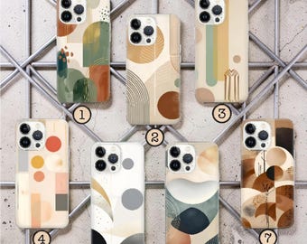 Abstract Geometric Phone Case, Modern Earth Tone Cover, iPhone Samsung Compatible