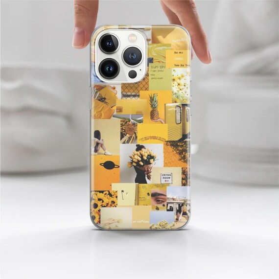 Aesthetic Collage Phone Case Yellow Abstract Art Cover for iPhone