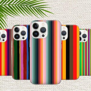 Colorful Vintage Stripes Phone Case Rainbow Cover for iPhone 16 Pro, 15, 14, 13, 12, 11, Google Pixel 9, 8, 7A, 6A, Samsung Galaxy S24 Ultra