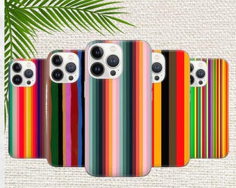 Colorful Vintage Stripes Phone Case Rainbow Cover for iPhone 16 Pro, 15, 14, 13, 12, 11, Google Pixel 9, 8, 7A, 6A, Samsung Galaxy S24 Ultra