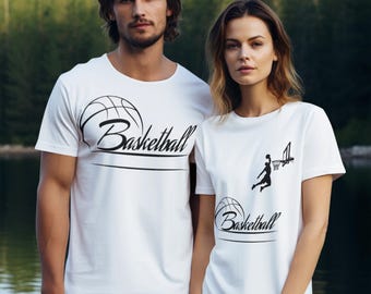Minimalist Basketball T-Shirt, Basketball Script Shirt, Simple Sports Tee, Basketball Lover Gift, Clean Design Shirt, Unisex Casual Tee
