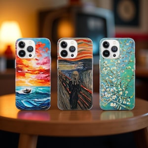 Iconic painting Phone Case Famous art Cover for iPhone 16e, 15, 14, 13, 12, 11, Google Pixel 9 Pro, 8, 7A, Samsung S25 edge, S24 FE, A71, A3
