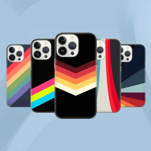 Retro Stripes Phone Case Vintage Aesthetics Cover for iPhone 16 Pro, 15, 14, 13, 12, 11, Google Pixel 9, 8, 7A, 6A, Samsung Galaxy S24 Ultra