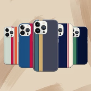 Retro Stripes Phone Case Aesthetic Vintage Cover for iPhone 16 Pro, 15, 14, 13, 12, 11, Google Pixel 9, 8, 7A, 6A, Samsung Galaxy S24 Ultra