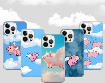 Flying Pig Phone Case: Sky Design, TPU Gel Cover