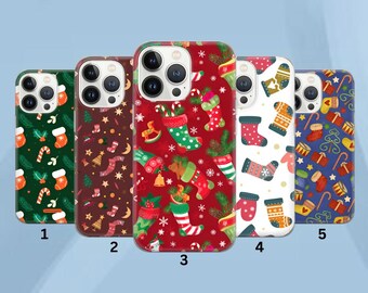 Funda para teléfono con estampado de calcetín navideño, regalo navideño