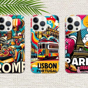 Vintage Style Phone Case Retro Cities Cover for iPhone 16 Pro, 15, 14, 13, 12, 11,Google Pixel 9 Pro, 8, 7A, Samsung Galaxy S24 fe, A16, A55