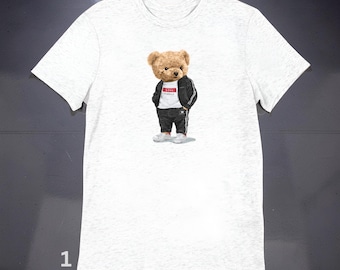 Teddy Bear Graphic T-Shirt, Streetwear Unisex Tee (25x30cm)