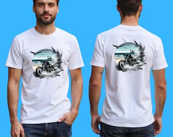 Biker T-Shirt, Motorcycle Beach Graphic Tee, Rider Gift Shirt