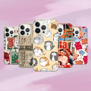 Funda para teléfono con collage de tablero de estado de ánimo japonés, funda estética para iPhone 16 Pro 15 14 13 12 11 Google Pixel 9 8 7A 6A Samsung Galaxy S24 Ultra S23f