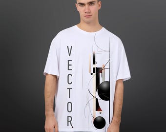 Vector Abstract Geometric T-Shirt, Modern Streetwear Graphic Tee