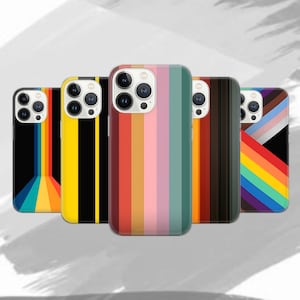 Retro Stripes Phone Case Aesthetic Vintage Cover for iPhone 16 Pro, 15, 14, 13, 12, 11, Google Pixel 9, 8, 7A, 6A, Samsung Galaxy S24 Ultra,