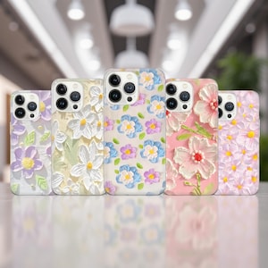 Blumen Handy Hülle Ölgemälde Cover für iPhone 16e, 15, 14, 13, 12, 11, Google Pixel 9 Pro, 8, 7A, Samsung S25 edge, S24 FE, A71, A36