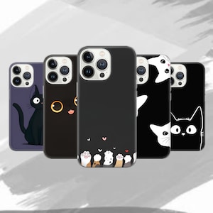 Funny Cat Phone Case - Aesthetic Kitty Art Meme Cover for iPhone 16 Pro 15 14 13 12 11 Google Pixel 9 8 7A 6A Samsung Galaxy S24 Ultra