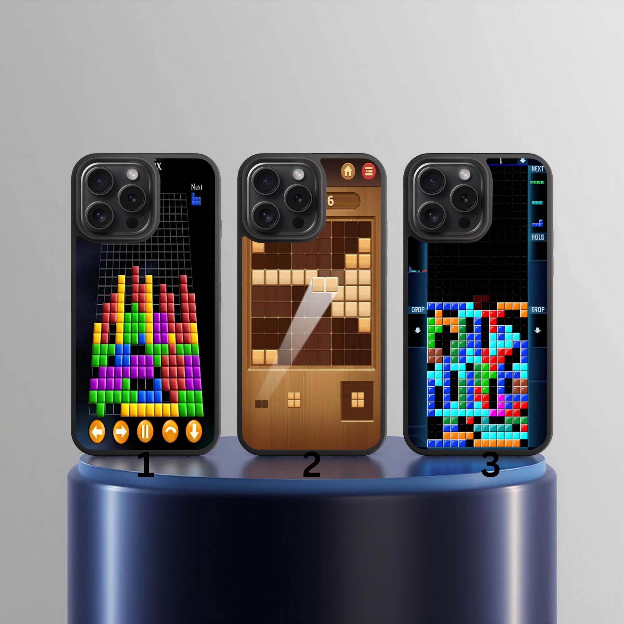 Block Puzzle Phone Case – Retro Tetris Style Gaming Cover – for