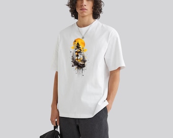 Forest Sunset Trees T-Shirt, Minimalist Nature Graphic Tee