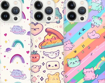 Kawaii Phone Case Cute Kawaii Cover for iPhone 16 Pro, 15, 14, 13, 12, 11, Google Pixel 9, 8, 7A, 6A, Samsung Galaxy S24 Ultra, S23fe, A05