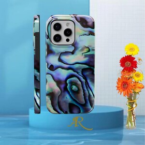 Pearl Design Phone Case | Dark Green Blue | Abalone Shell Print | Case for iPhone 16 15 14 13 12 11 Pro Max | Samsung s22 s21 | Google Pixel