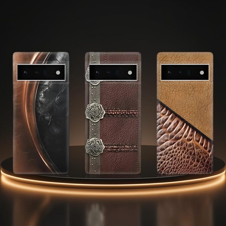 Funda para teléfono con aspecto de cuero, arte abstracto, cubierta estampada a color imagen 9