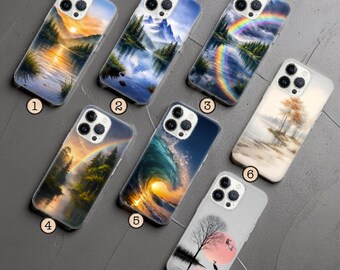 Nature Landscape Phone Case, Mountain Lake Sunset, Ocean Wave Samsung, iPhone