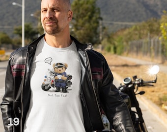 White Men’s T-Shirt Bear Graphic Streetwear Tee Cotton XS-2XL. Image size 25x30 cm.
