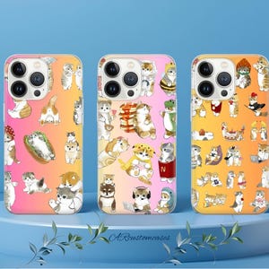 Kätzchen Handy Hülle Japanische Kunst Cover für iPhone 16e, 15, 14, 13, 12, 11, Google Pixel 9 Pro, 8, 7A, Samsung S25 edge, S24 FE, A71, A36