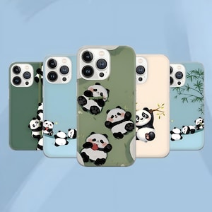 Bonita funda de teléfono con diseño de oso panda, compatible con iPhone 15 Pro Max, 14 Plus, 13, 12, 11, XR, XS, Samsung S23, S22, A54, A53, Pixel 8, 7