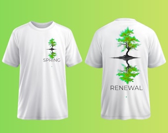 Minimalist Autumn Tree Reflection T-Shirt, Nature Harmony Tee