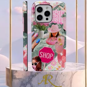 Pink Coquette Collage Handyhülle, Trendy ästhetik, iPhone 16 15 14 13 12 11 Pro Max 8 Plus X, Samsung Galaxy S23 S22 S20