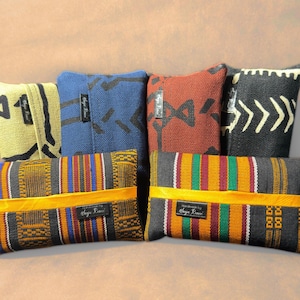 African Fabric Tissue Holder, Pocket-Sized Travel Case with Kleenex Tissues Included