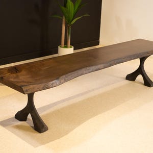Handcrafted White Oak Live Edge Bench – Modern Wood and Steel Design