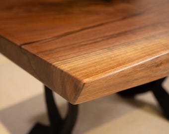 Handcrafted Live Edge Walnut Coffee Table – One Slab with Black Metal Base