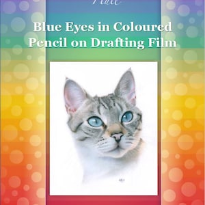 Blaue Augen in Buntstift auf Zeichenfolie