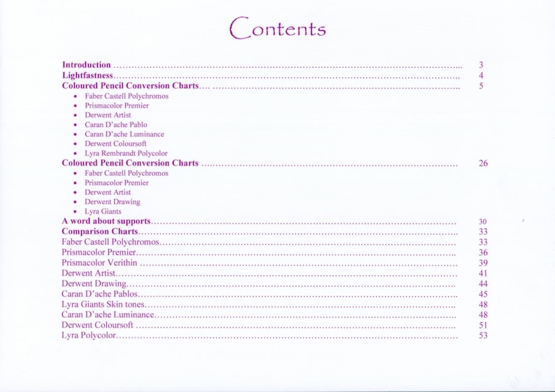 Coloured Pencil Conversion and Comparison Charts image 2