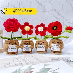 Handmade Crochet Poppy Flower / Rose Flower / Daisy Potted Plant - Thank You for Helping Me Grow, Graduation Gift, Gift for Teachers