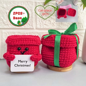 Regalo di Natale all'uncinetto, regalo di filato all'uncinetto con coperchio staccabile, scatola regalo all'uncinetto, grande scatola all'uncinetto, scatola portaoggetti all'uncinetto, scatola misteriosa all'uncinetto