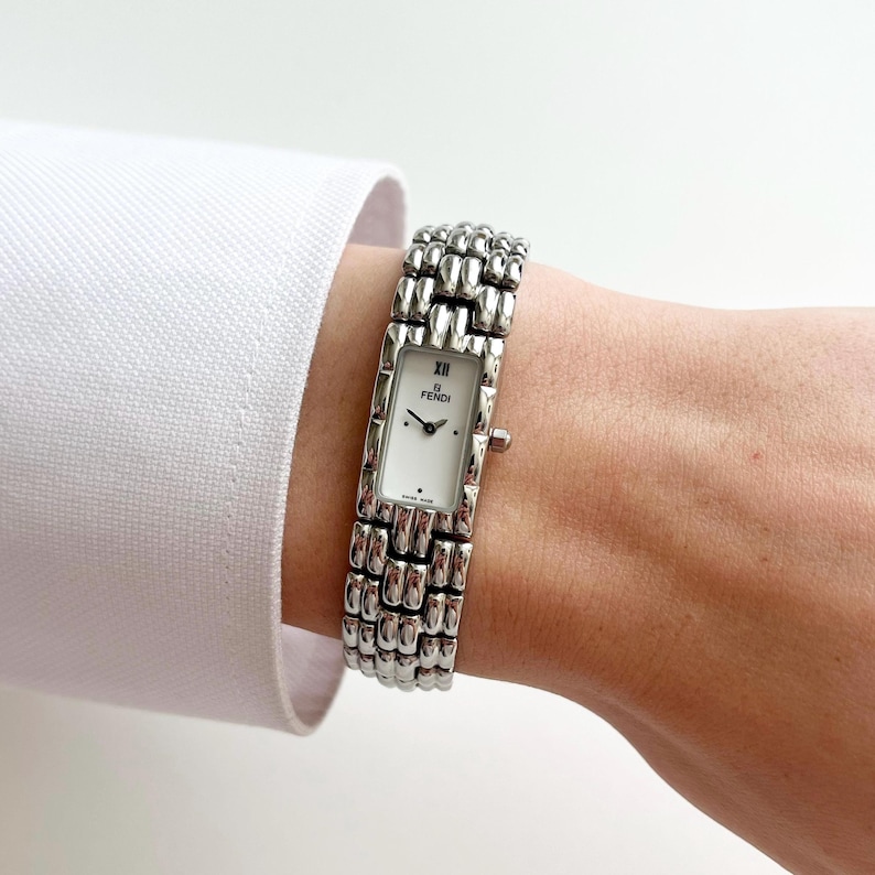Vintage Fendi Silver Women’s Watch, Boxed Gift for Her, 18.5cm image 1