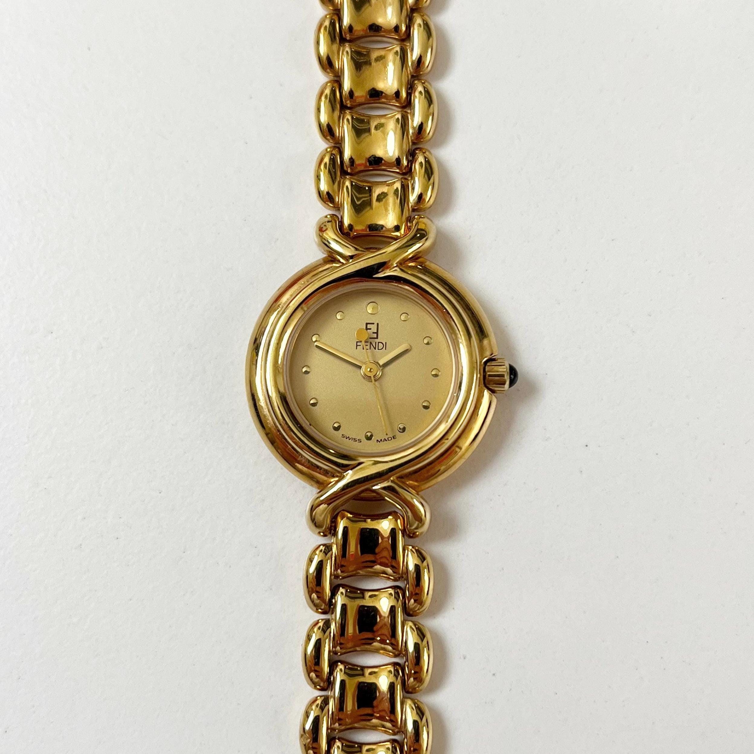 Fendi Watch, Vintage Women's Gold Watch, Boxed, Full Set, Gift for