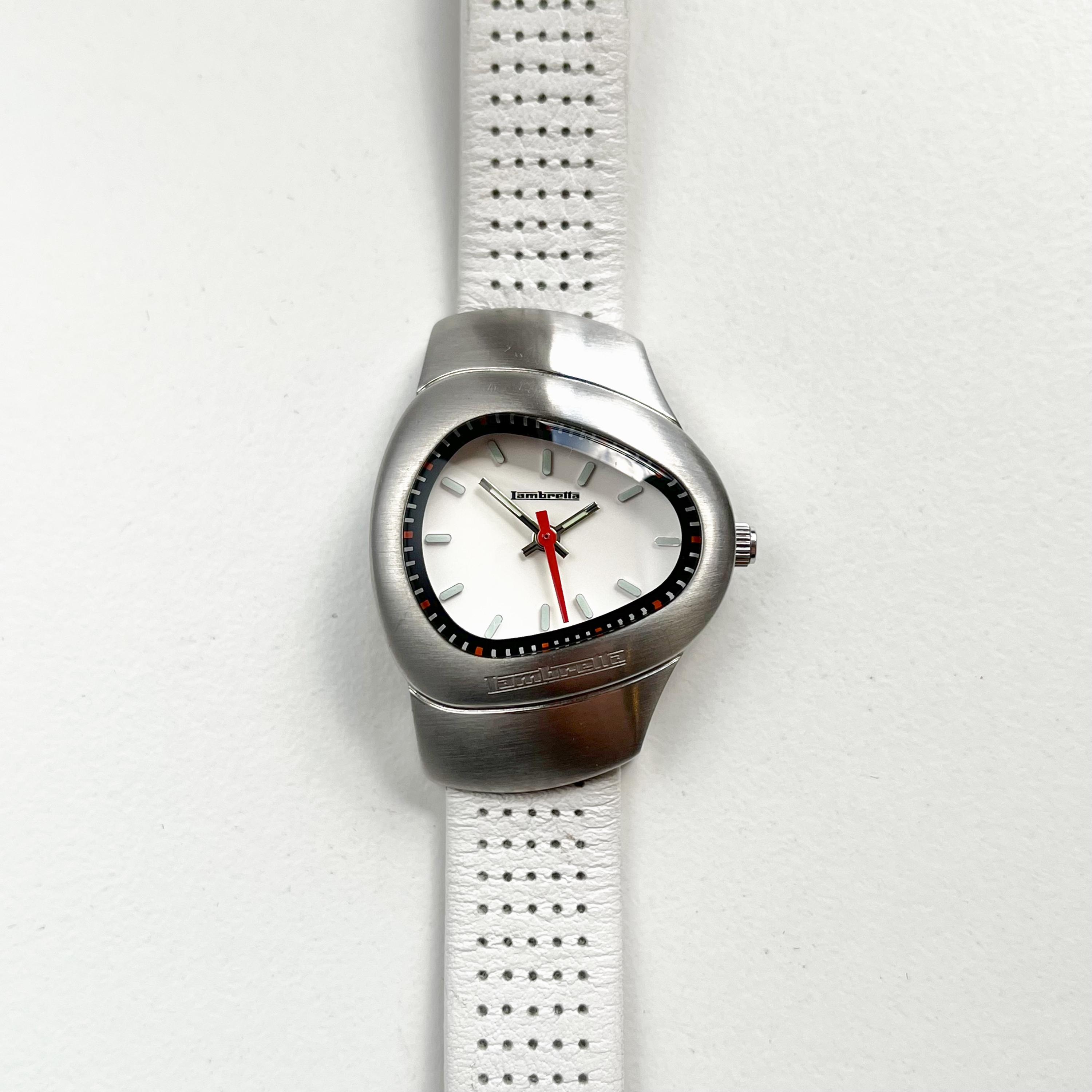 Lambretta Striped Navy and White Watch → Lambretta Cielo 34 Leather White its5to12 main image 2
