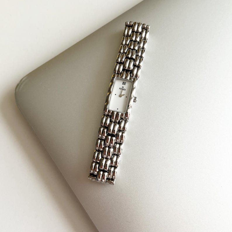 Vintage Fendi Silver Women’s Watch, Boxed Gift for Her, 18.5cm image 12