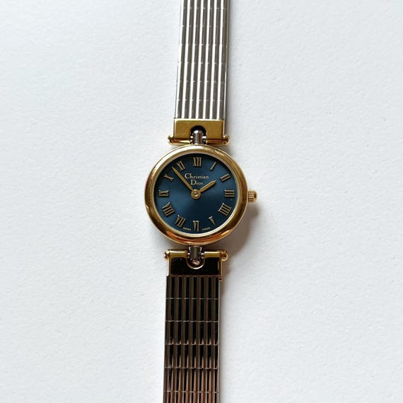 Vintage Christian Dior Watch: Swiss Made, Blue & Gold - 1990s
