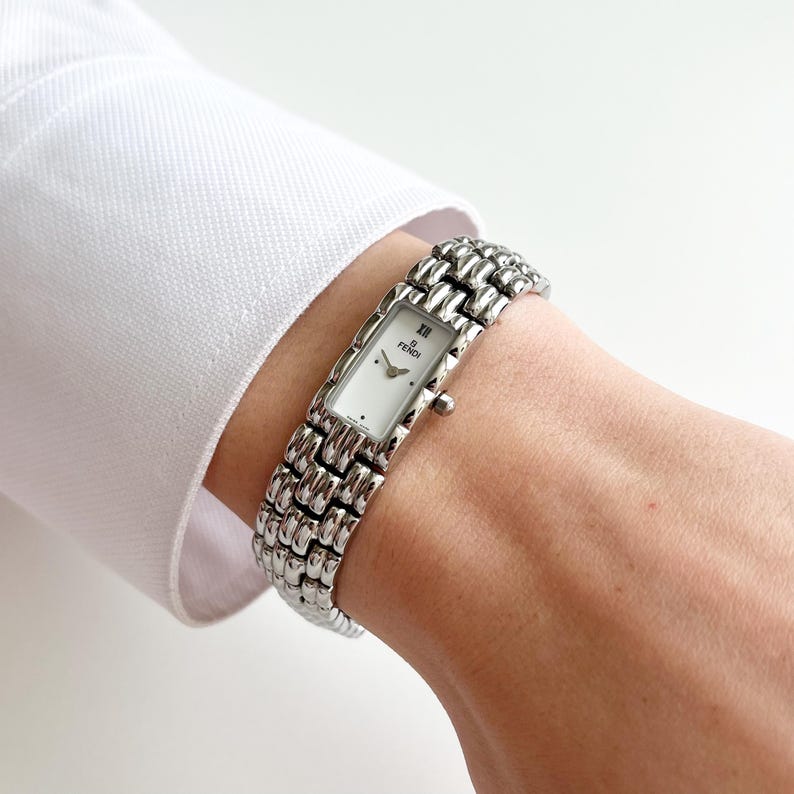 Vintage Fendi Silver Women’s Watch, Boxed Gift for Her, 18.5cm image 5